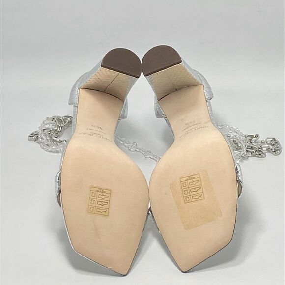 Jimmy Choo Neena Croc-Embossed Metallic Leather Embellished Sandals size 36.5 - Picture 13 of 14
